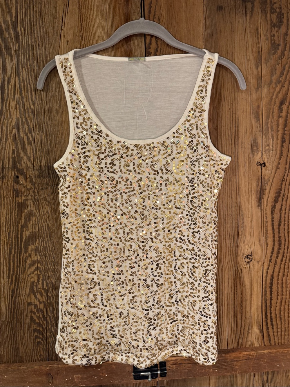 Charlotte Russe White Tank Top with Gold Sequin Details